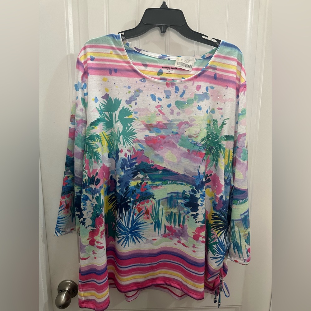NWT Allison Daley Tropical Long Sleeve Top 3x